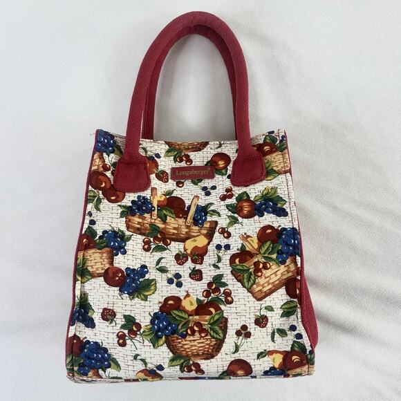 🍓Longaberger Homestead Canvas Fruit Basket Print Mini Tote Clutch Bag - Picture 6 of 7